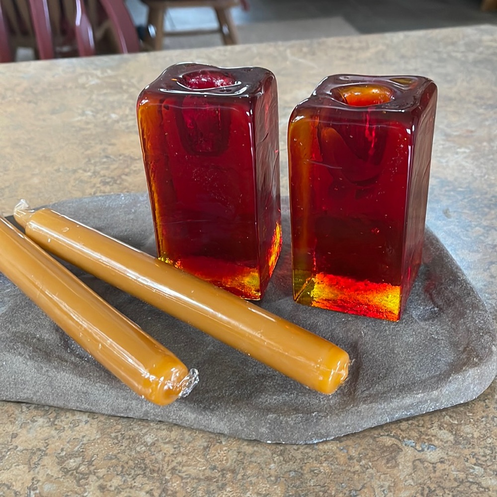 Beautiful Solid Glass Candle Stick Holders